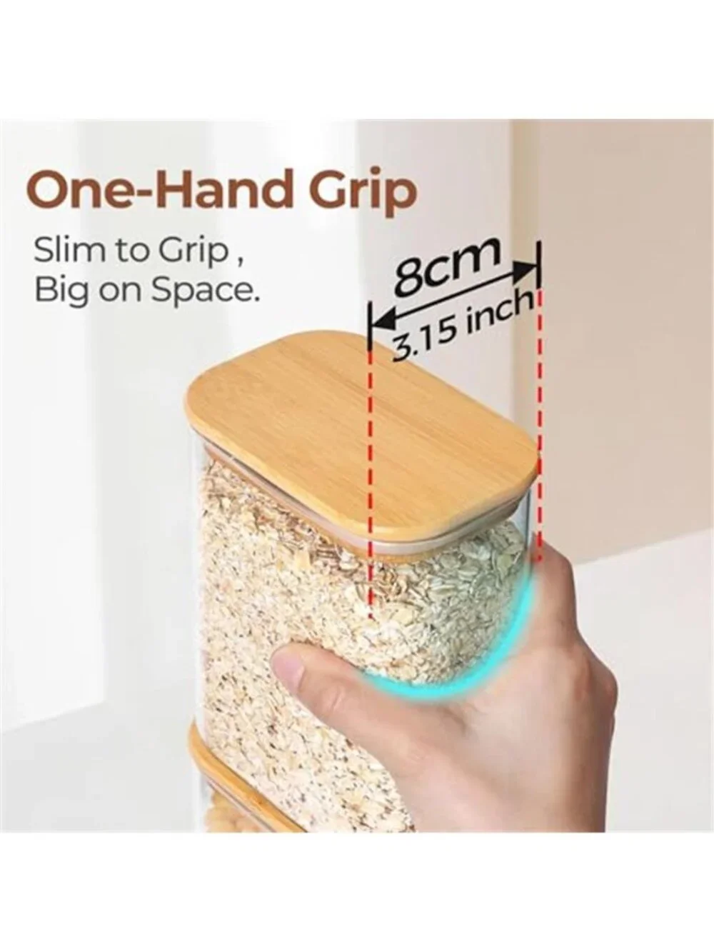 2.2 Qt Rectangle Glass Storage Containers with Lids, Glass Jars with Bamboo Lids